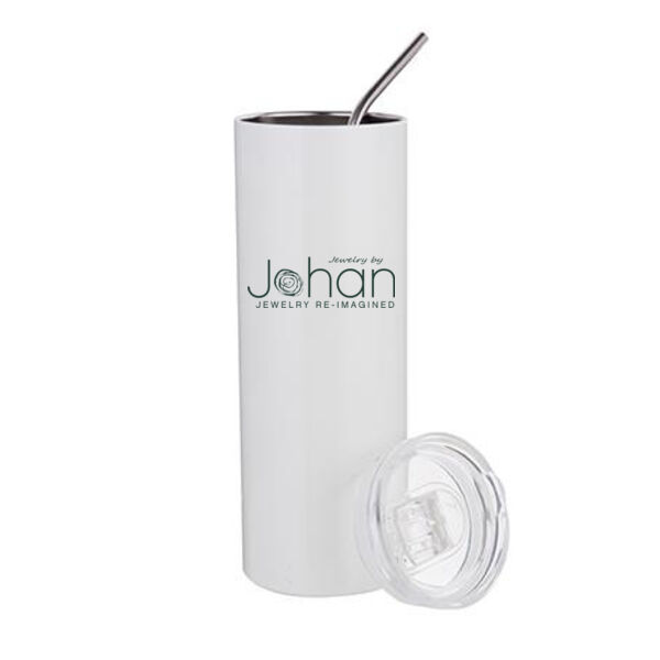 20 oz Stainless Steel Tumbler w/ Straw & Lid - Sublimated Logo Thumbnail