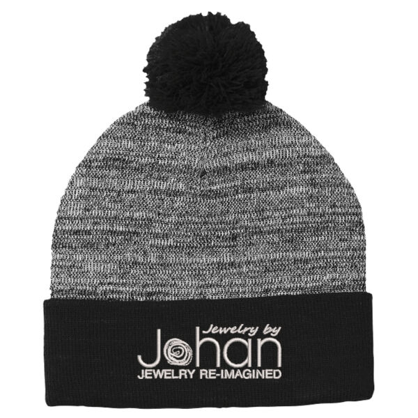 Sport-Tek ® Heather Pom Pom Beanie - Embroidered Logo Thumbnail