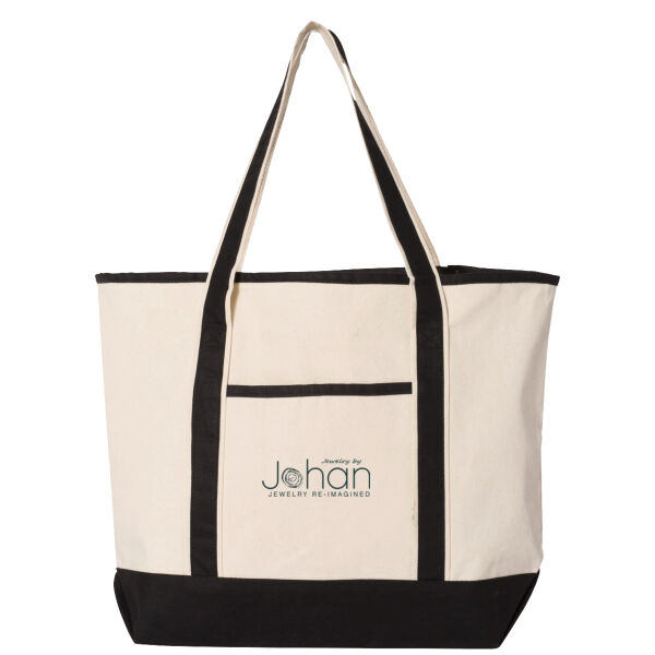 Q-Tees - 34.6L Large Canvas Deluxe Tote - Screen Print Logo Thumbnail