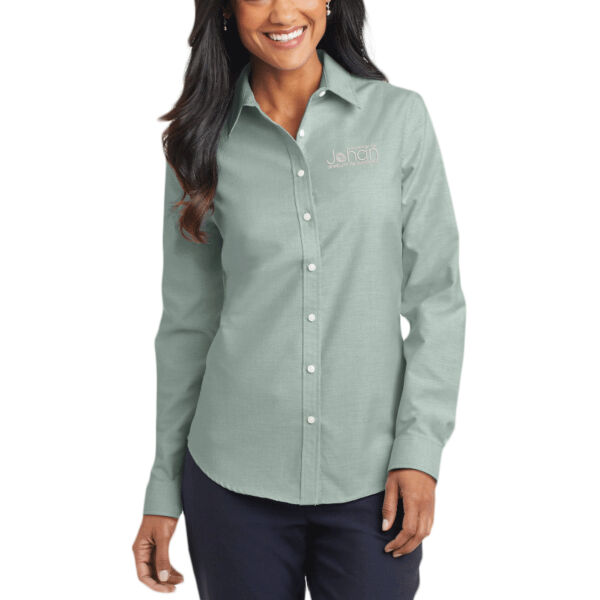 Port Authority® Women's SuperPro™ Oxford Shirt - Embroidered Logo Thumbnail