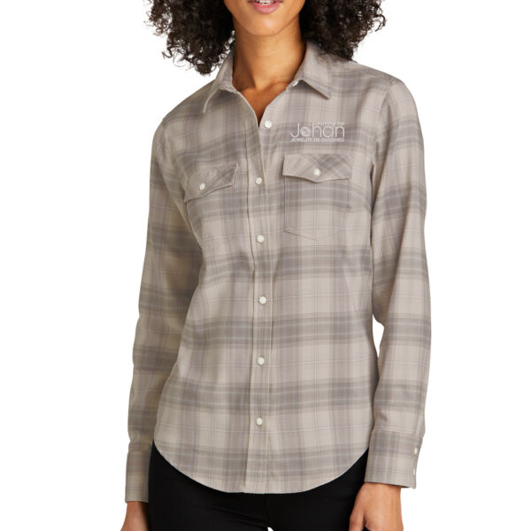 Port Authority® Women's Long Sleeve Ombre Plaid Shirt - Embroidered Logo Thumbnail
