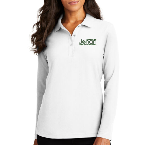 Port Authority® Women's Silk Touch™ Long Sleeve Polo - Embroidered Logo Thumbnail