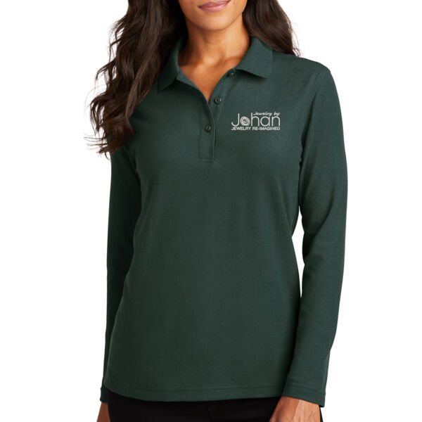 Port Authority® Women's Silk Touch™ Long Sleeve Polo - Embroidered Logo Thumbnail